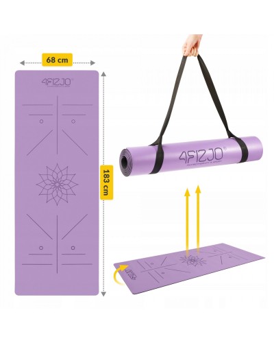 Килимок (мат) спортивний 4FIZJO PU 183 x 68 x 0.4 см для йоги та фітнесу 4FJ0589 Violet
