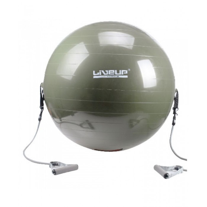 Фитбол (мяч для фитнеса, гимнастический) с эспандером LiveUp GYM BALL WITH EXPANDER 65см LS3227 Фитбол (мяч для фитнеса, гимнастический) с эспандером LiveUp GYM BALL WITH EXPANDER 65см LS3227