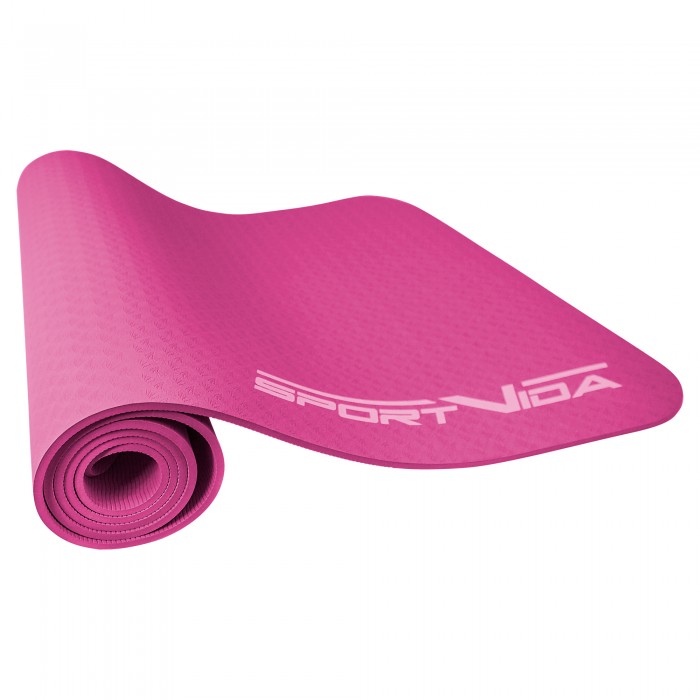 Килимок для фітнесу та йоги SportVida TPE 4 мм SV-HK0055 Pink