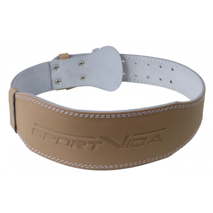 Пояс для тяжелой атлетики с экокожи SportVida SV-AG0072 (L) Beige