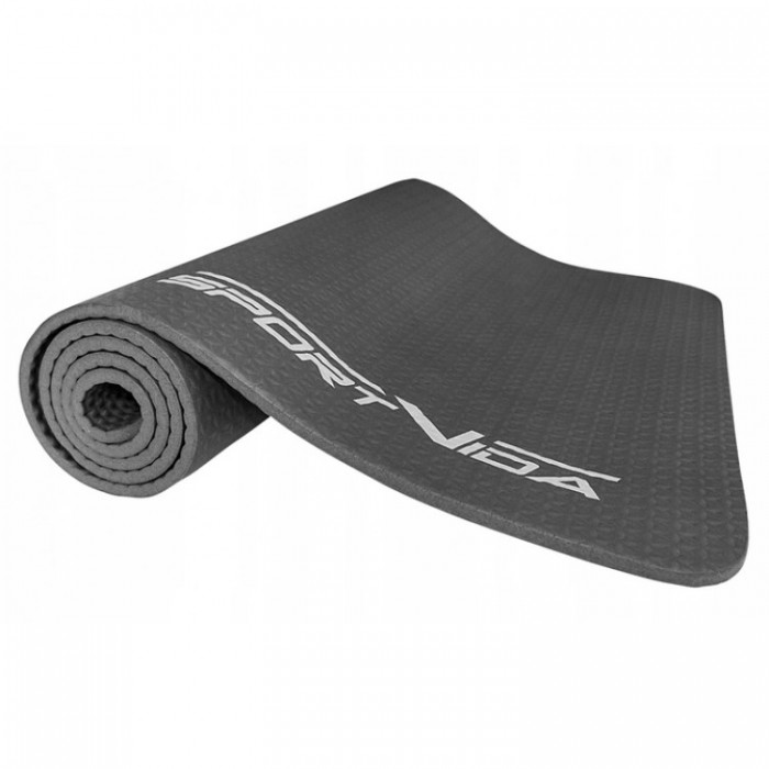 Коврик для фитнеса текстурированный SportVida NBR 1 см SV-HK0070 Grey