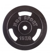 Блин (диск) 15 кг металлический Hop-Sport d - 30 мм