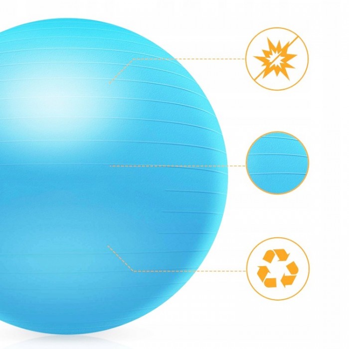 М&#39;яч для фітнесу (фітбол) Springos 55 см Anti-Burst FB0001 Sky Blue