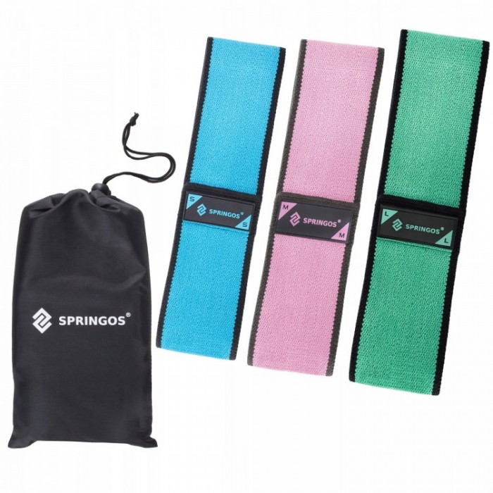 Резинка для фитнеса и спорта тканевая Springos Hip Band 3 шт FA0108