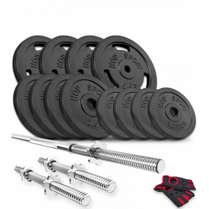 Набор Hop-Sport Strong штанга и гантели 29 кг