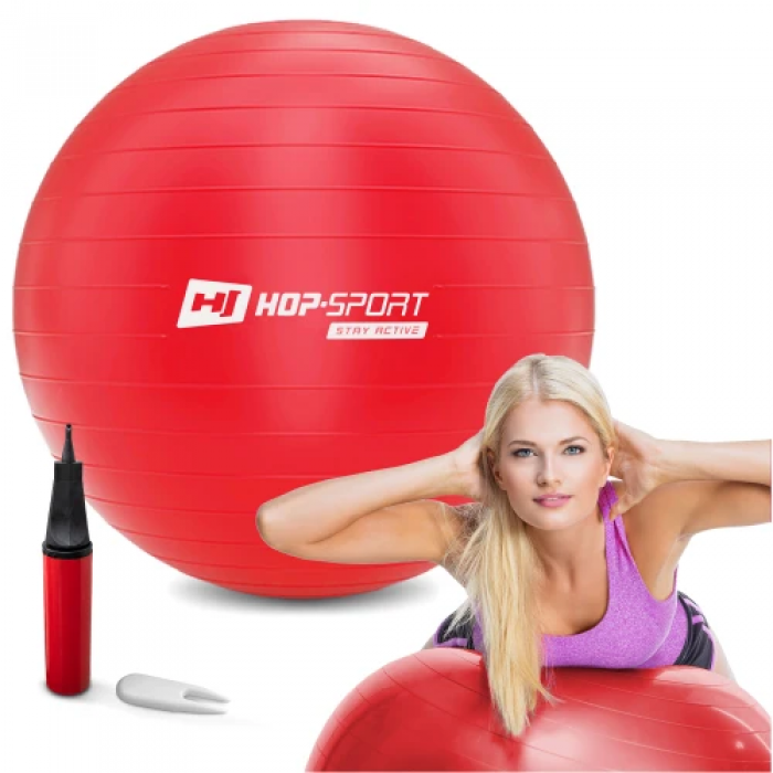 Фітбол Hop-Sport 55см червоний + насос 2020