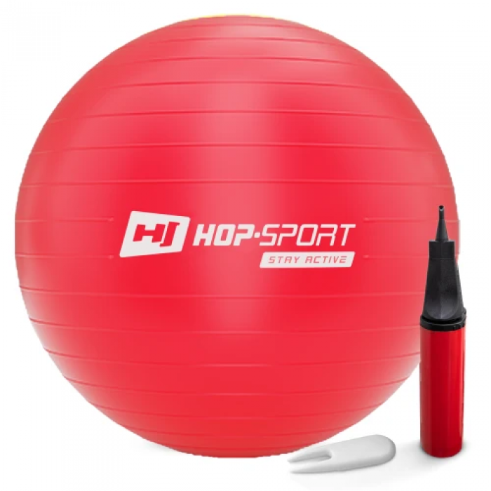 Фитбол Hop-Sport 75см красный + насос 2020 Фитбол Hop-Sport 75см красный + насос 2020