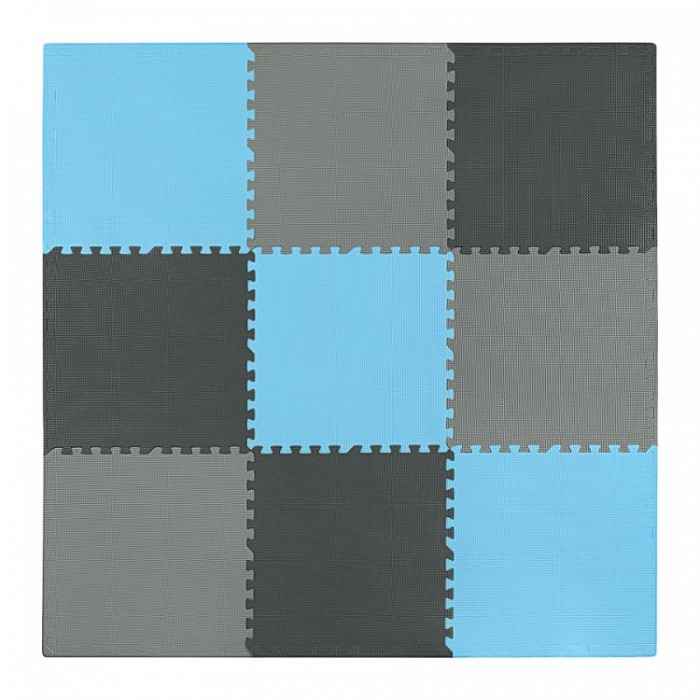 Напольное покрытие для спортзала мат-пазл (ласточкин хвост) 4FIZJO Mat Puzzle EVA 180 x 180 x 1 cм 4FJ0156 Black/Grey/Light Blue