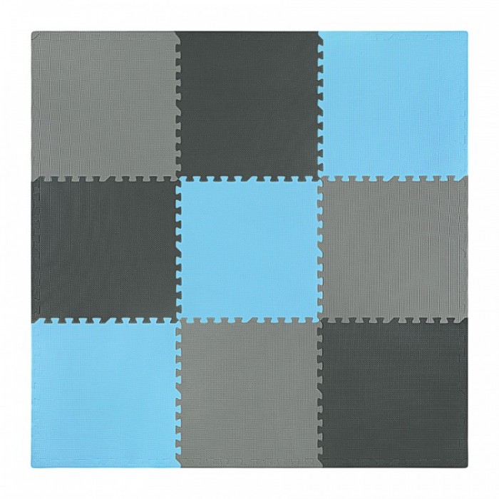 Напольное покрытие для спортзала мат-пазл (ласточкин хвост) 4FIZJO Mat Puzzle EVA 180 x 180 x 1 cм 4FJ0156 Black/Grey/Light Blue