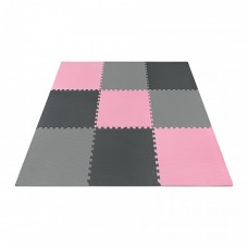 Напольное покрытие для спортзала мат-пазл (ласточкин хвост) 4FIZJO Mat Puzzle EVA 180 x 180 x 1 cм 4FJ0157 Black/Grey/Pink