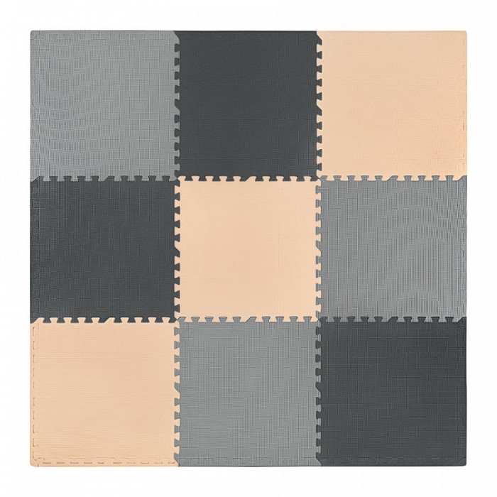 Напольное покрытие для спортзала мат-пазл (ласточкин хвост) 4FIZJO Mat Puzzle EVA 180 x 180 x 1 cм 4FJ0158 Black/Grey/Biege