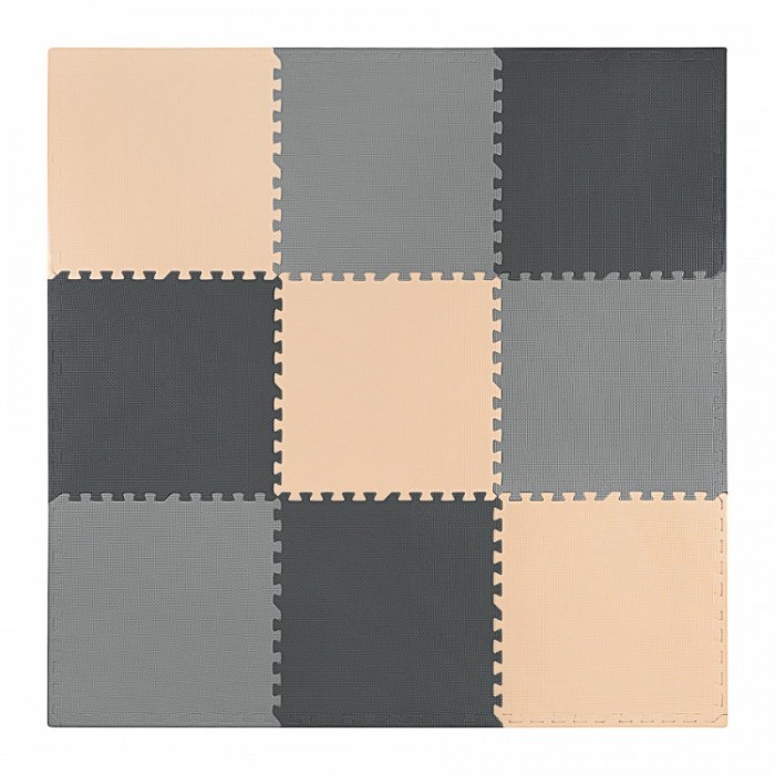 Напольное покрытие для спортзала мат-пазл (ласточкин хвост) 4FIZJO Mat Puzzle EVA 180 x 180 x 1 cм 4FJ0158 Black/Grey/Biege