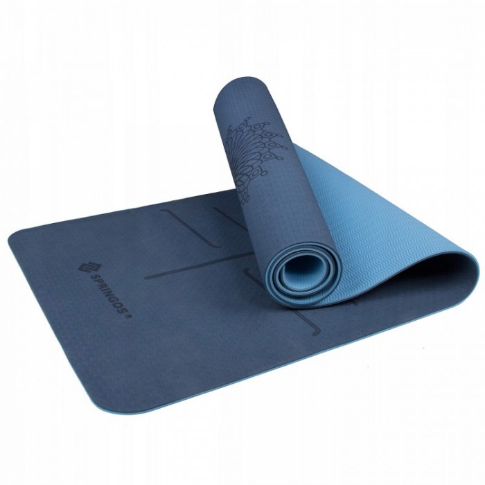 Килимок для йоги Springos TPE 6 мм YG0012 Blue / Sky Blue Килимок для йоги Springos TPE 6 мм YG0012 Blue / Sky Blue