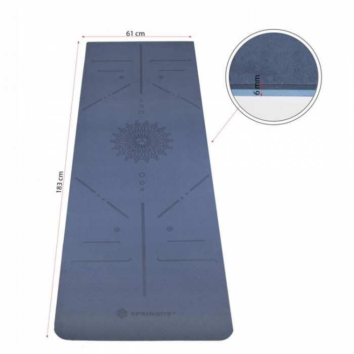 Килимок для йоги Springos TPE 6 мм YG0012 Blue / Sky Blue