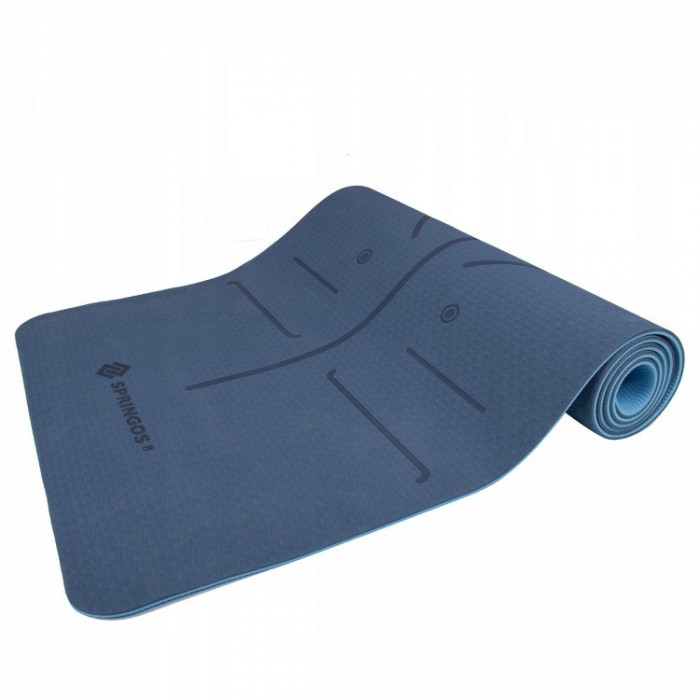 Килимок для йоги Springos TPE 6 мм YG0012 Blue / Sky Blue