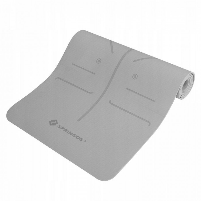 Килимок для йоги (Yoga mat) Springos TPE 6 мм YG0017 Grey з розміткою