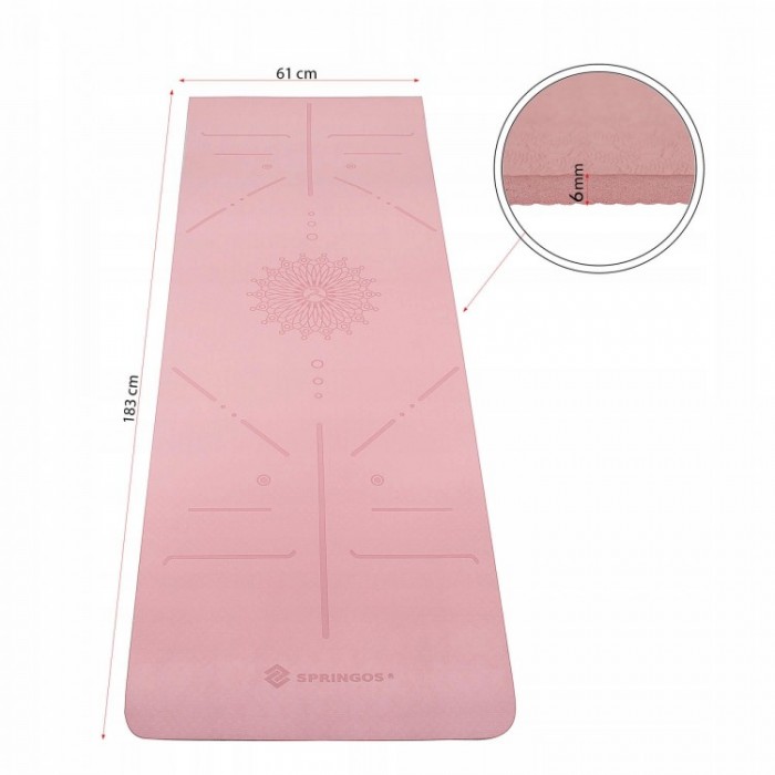 Килимок для йоги Springos TPE 6 мм YG0018 Pink