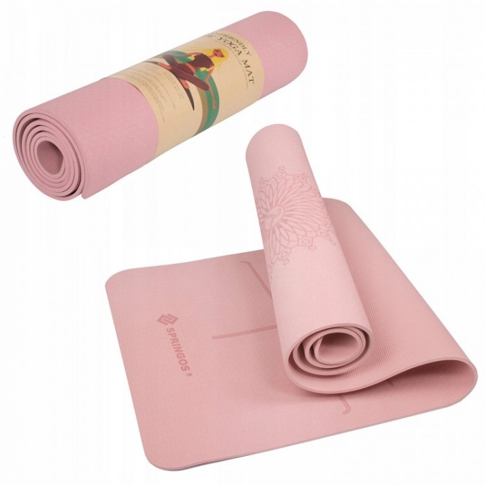 Килимок для йоги Springos TPE 6 мм YG0018 Pink