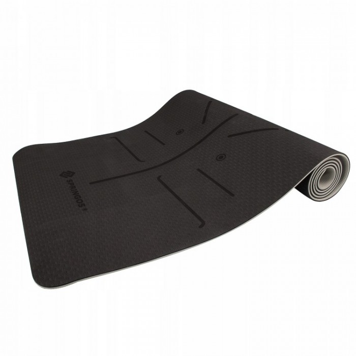 Килимок для йоги Springos TPE 6 мм YG0013 Black / Grey