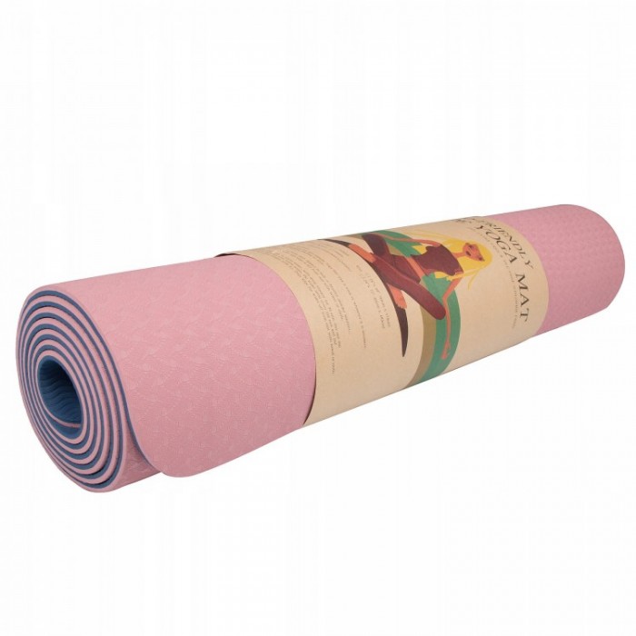 Килимок (мат) для йоги та фітнесу Springos TPE 6 мм YG0014 Pink / Blue