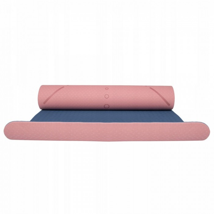 Килимок (мат) для йоги та фітнесу Springos TPE 6 мм YG0014 Pink / Blue