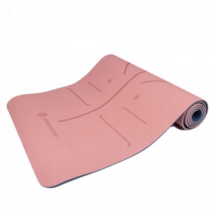 Килимок (мат) для йоги та фітнесу Springos TPE 6 мм YG0014 Pink / Blue