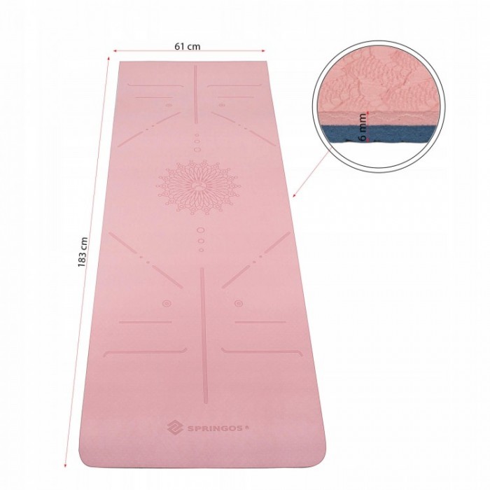 Килимок (мат) для йоги та фітнесу Springos TPE 6 мм YG0014 Pink / Blue