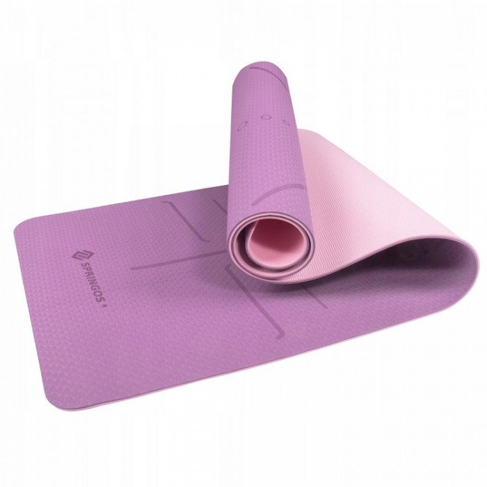 Килимок для йоги (Yoga mat) Springos TPE 6 мм YG0015 Purple/Pink з розміткою Килимок для йоги (Yoga mat) Springos TPE 6 мм YG0015 Purple/Pink з розміткою