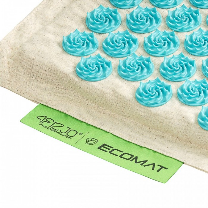 Аппликатор Кузнецова / Массажный коврик акупунктурный с валиком 4FIZJO Eco Mat 68 x 42 см 4FJ0177 White/Sky Blue