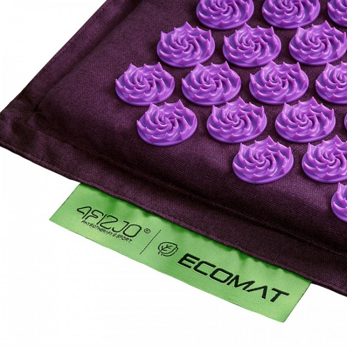 Аплікатор Кузнєцова / Масажний килимок акупунктурний з валиком 4FIZJO Eco Mat 68 x 42 см 4FJ0181 Purple