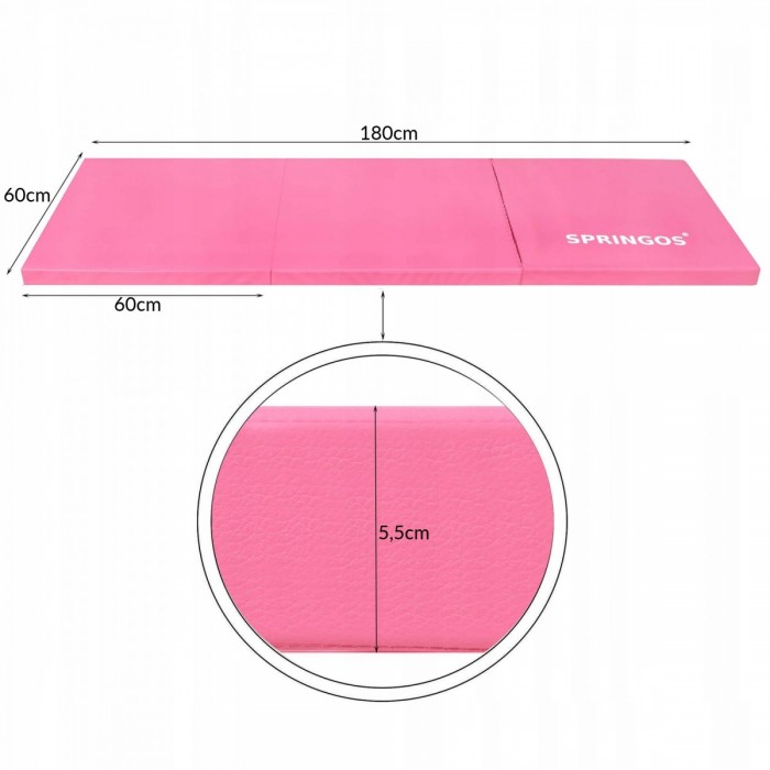 Мат гимнастический складной Springos 180 x 60 x 5.5 cм FA0061 Pink