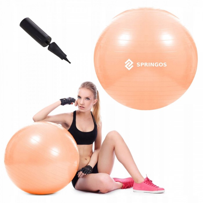 Мяч для фитнеса (фитбол) Springos 55 см Anti-Burst FB0010 Orange