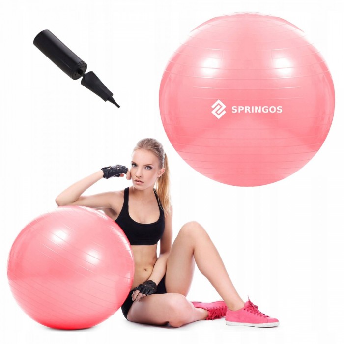 Мяч для фитнеса (фитбол) Springos 75 см Anti-Burst FB0012 Pink