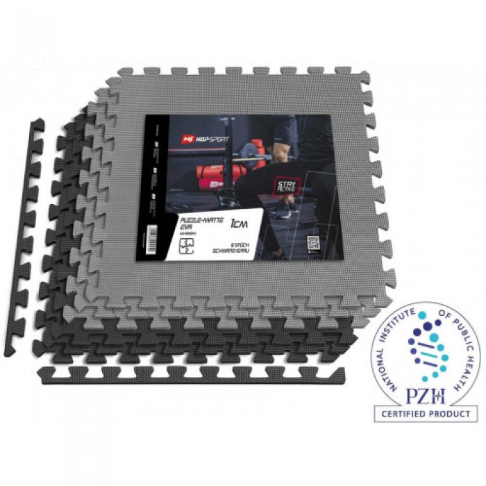 Мат-пазл Hop-Sport EVA 1cm HS-A010PM - 6 частин чорний / сірий Мат-пазл Hop-Sport EVA 1cm HS-A010PM - 6 частин чорний / сірий