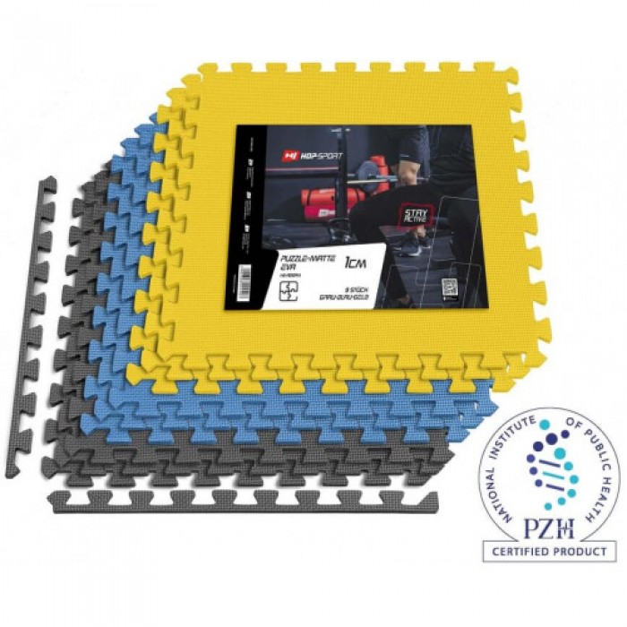 Мат-пазл Hop-Sport EVA 1cm HS-A010PM - 9 частей серый/синий/желтый Мат-пазл Hop-Sport EVA 1cm HS-A010PM - 9 частей серый/синий/желтый