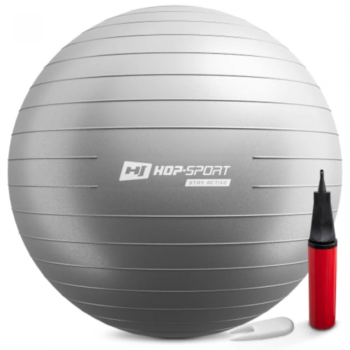 Фитбол Hop-Sport 85см серебристый + насос 2020 Фитбол Hop-Sport 85см серебристый + насос 2020