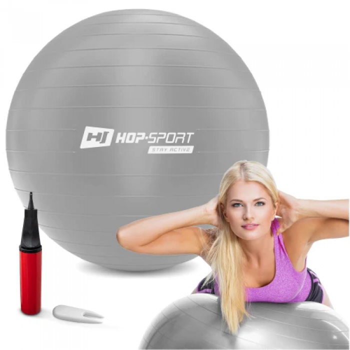 Фитбол Hop-Sport 85см серебристый + насос 2020