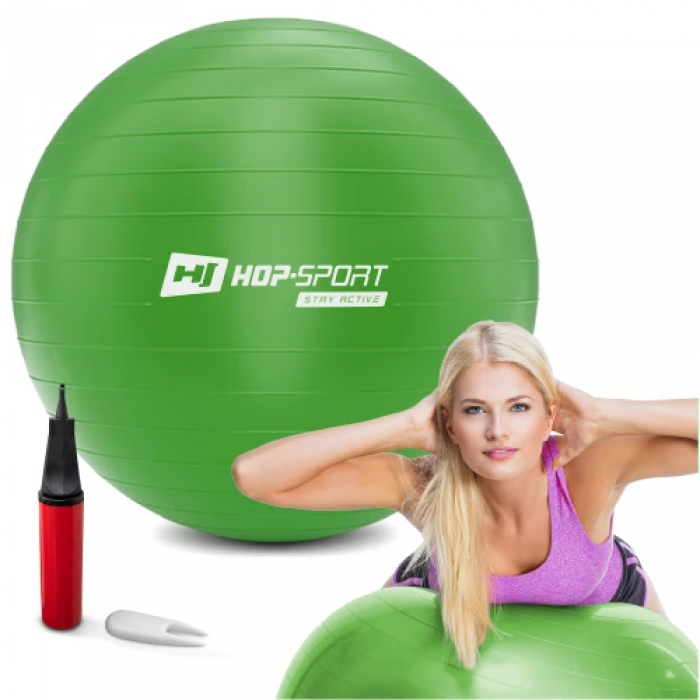 Фитбол Hop-Sport 65см зеленый + насос 2020