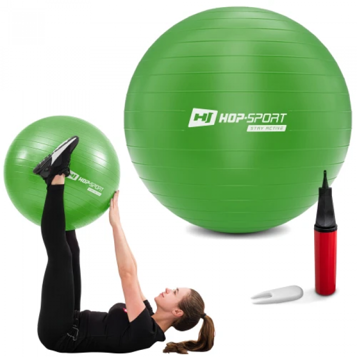 Фитбол Hop-Sport 65см зеленый + насос 2020