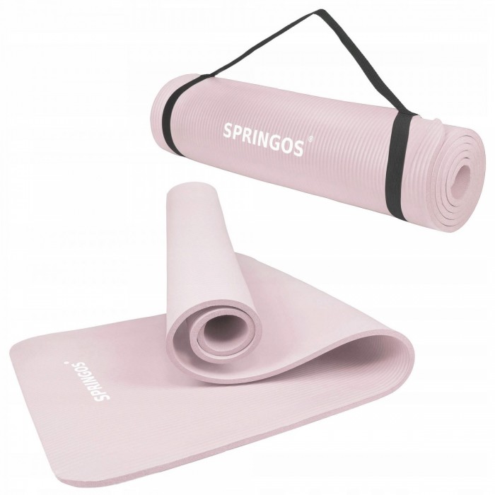 Килимок (мат) для йоги та фітнесу Springos NBR 1 см YG0039 Pink