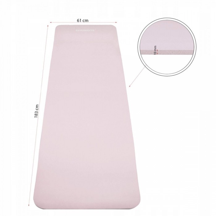 Килимок (мат) для йоги та фітнесу Springos NBR 1 см YG0039 Pink