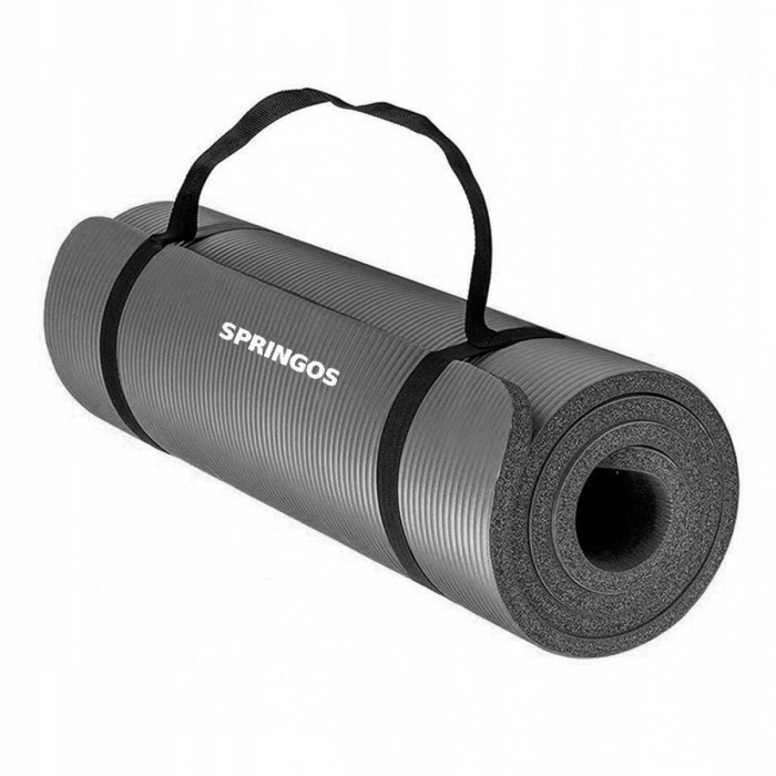 Килимок (мат) для фітнесу Springos NBR 1.5 см YG0001 Grey