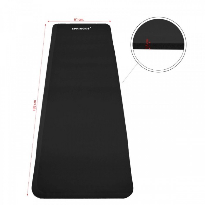 Килимок для йоги та фітнесу Springos NBR 1.5 см YG0029 Black