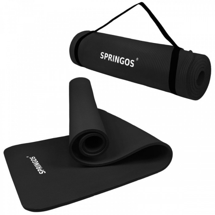 Килимок для йоги та фітнесу Springos NBR 1.5 см YG0029 Black