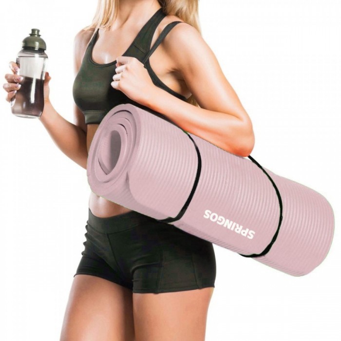 Коврик (мат) для йоги и фитнеса Springos NBR 1.5 см YG0040 Pink