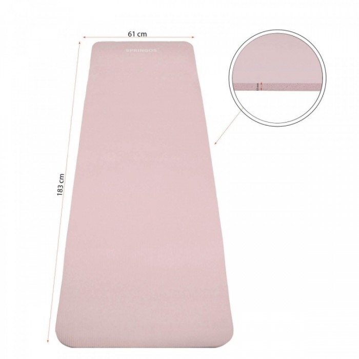 Коврик (мат) для йоги и фитнеса Springos NBR 1.5 см YG0040 Pink
