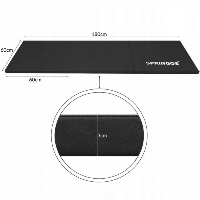 Мат гимнастический складной Springos 180 x 60 x 3 cм FA0060 Black