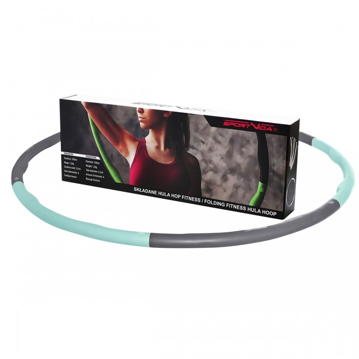 Хулахуп обруч для схуднення масажний SportVida 100 см 1.2 кг SV-HK0337 Grey / Sky Blue