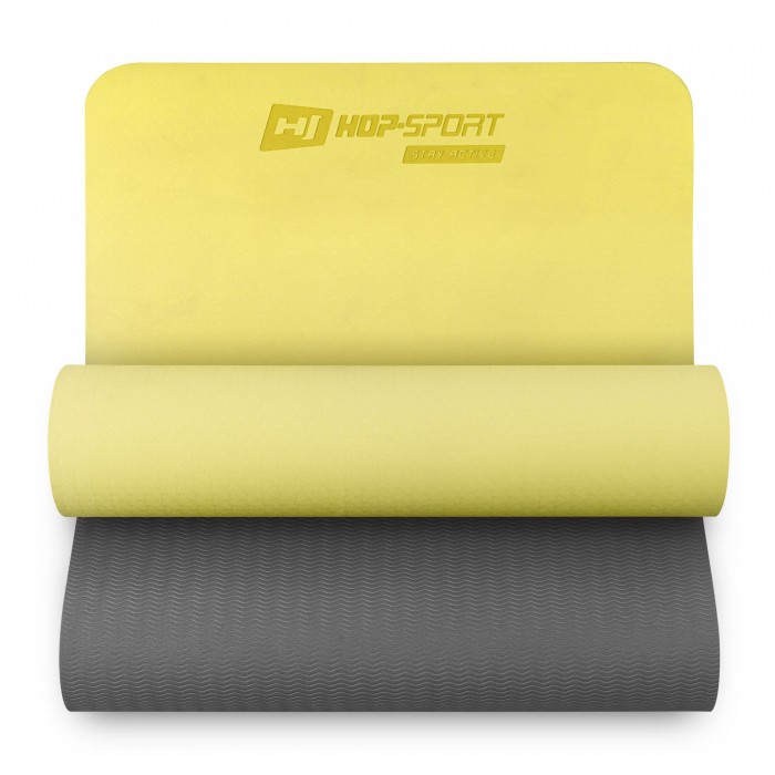 Килимок для йоги та фітнесу Hop-Sport TPE 0,6 см HS-T006GM жовто-сірий Килимок для йоги та фітнесу Hop-Sport TPE 0,6 см HS-T006GM жовто-сірий