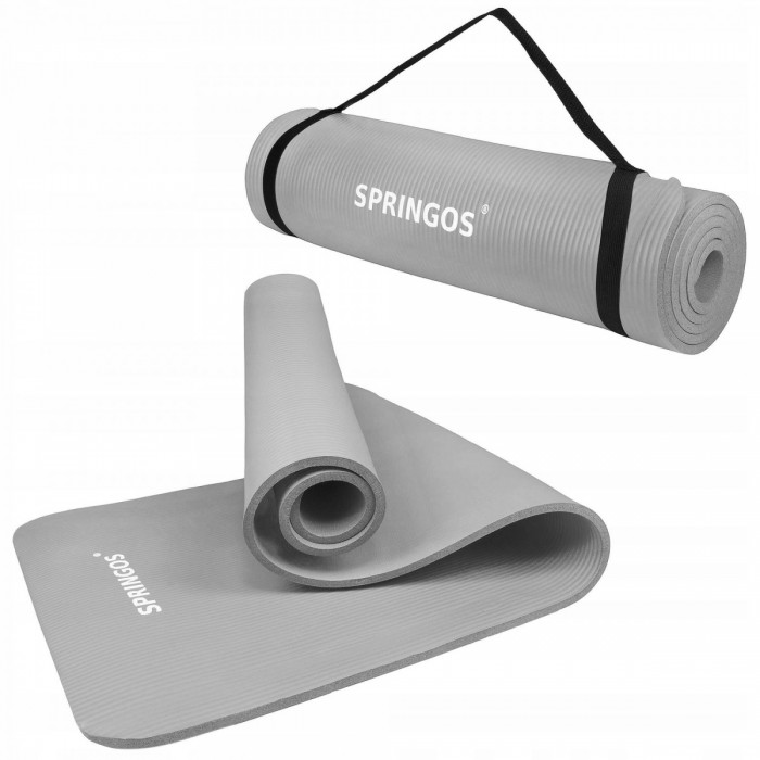 Килимок для фітнесу Springos NBR 1 см YG0032 Grey